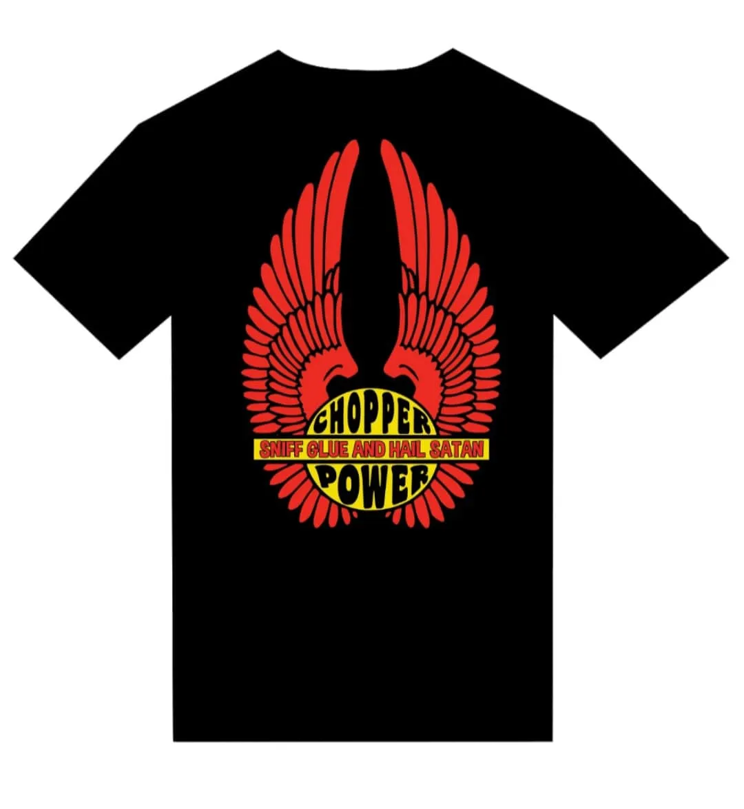 T-Shirt Chopper Power Sniff Glue and Hail Satan BIKE MOTO OLD VINTAGE DESIGN LOGO