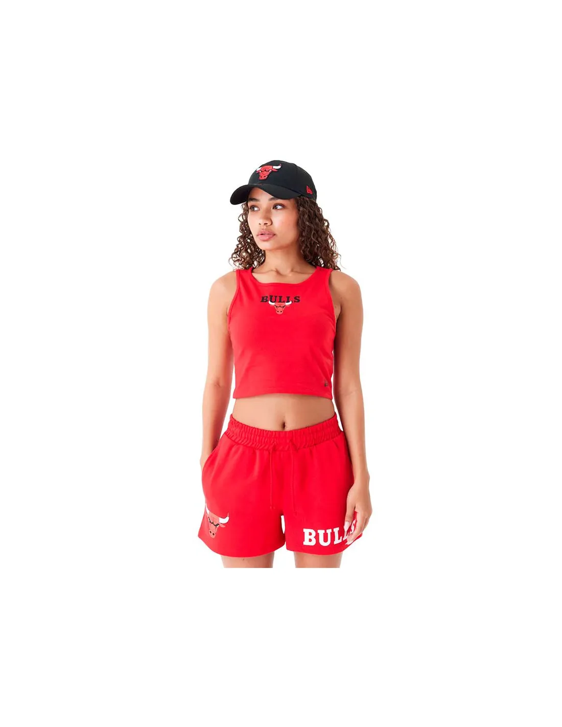 T-shirt New Era Crop Chicago Bulls NBA Team Logo Rouge