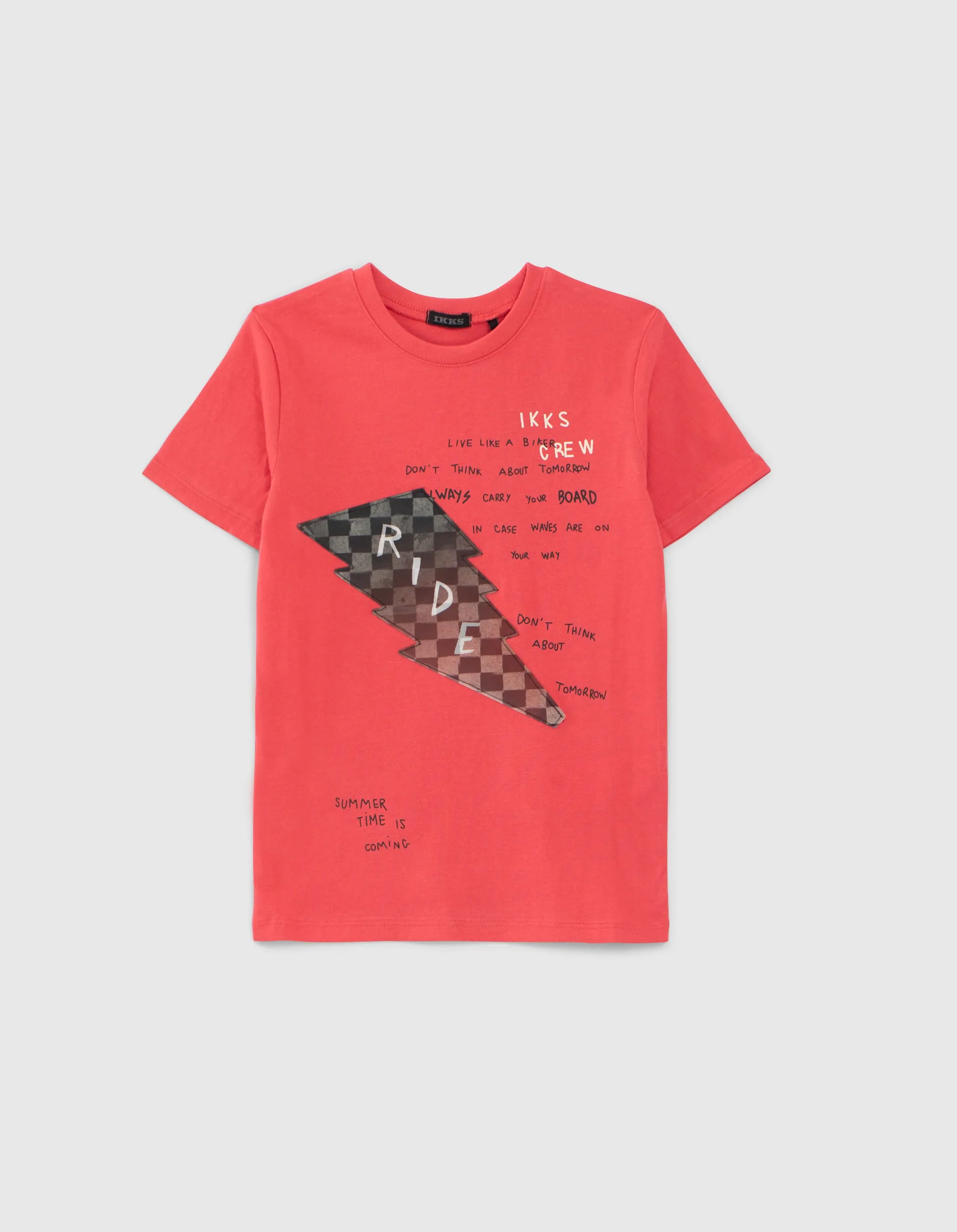 T-shirt rouge coton bio éclair lenticulaire garçon