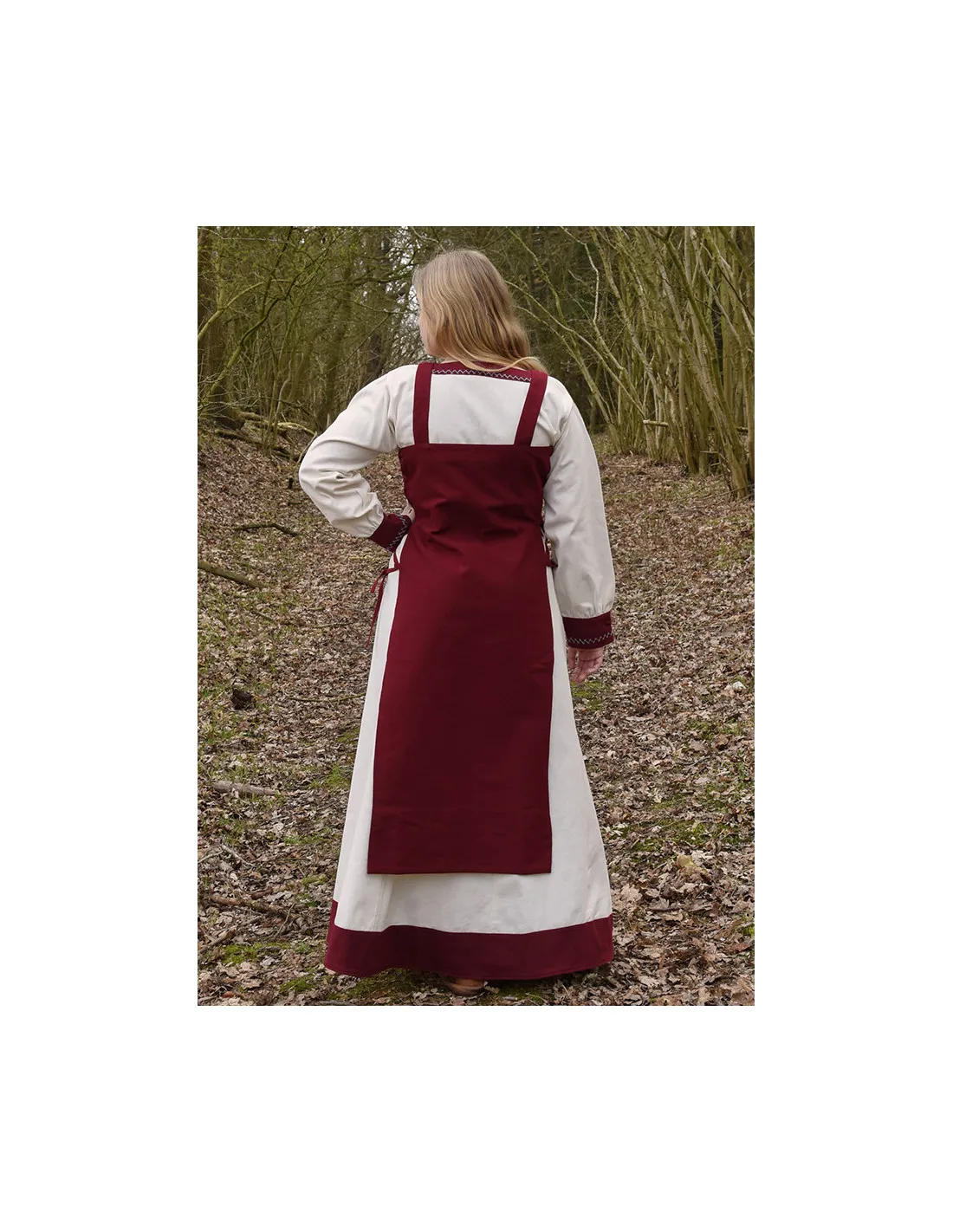 Tablier viking Tina en coton, couleur vin rouge ⚔️ Boutique Épées