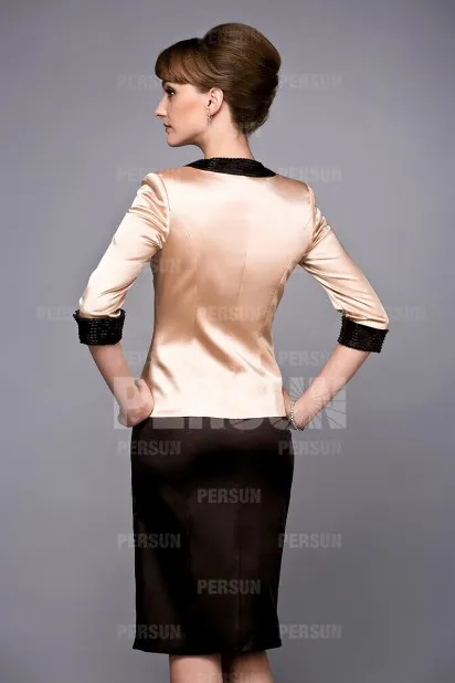 Tailleur chic pour mariage en couleur champagne et brun