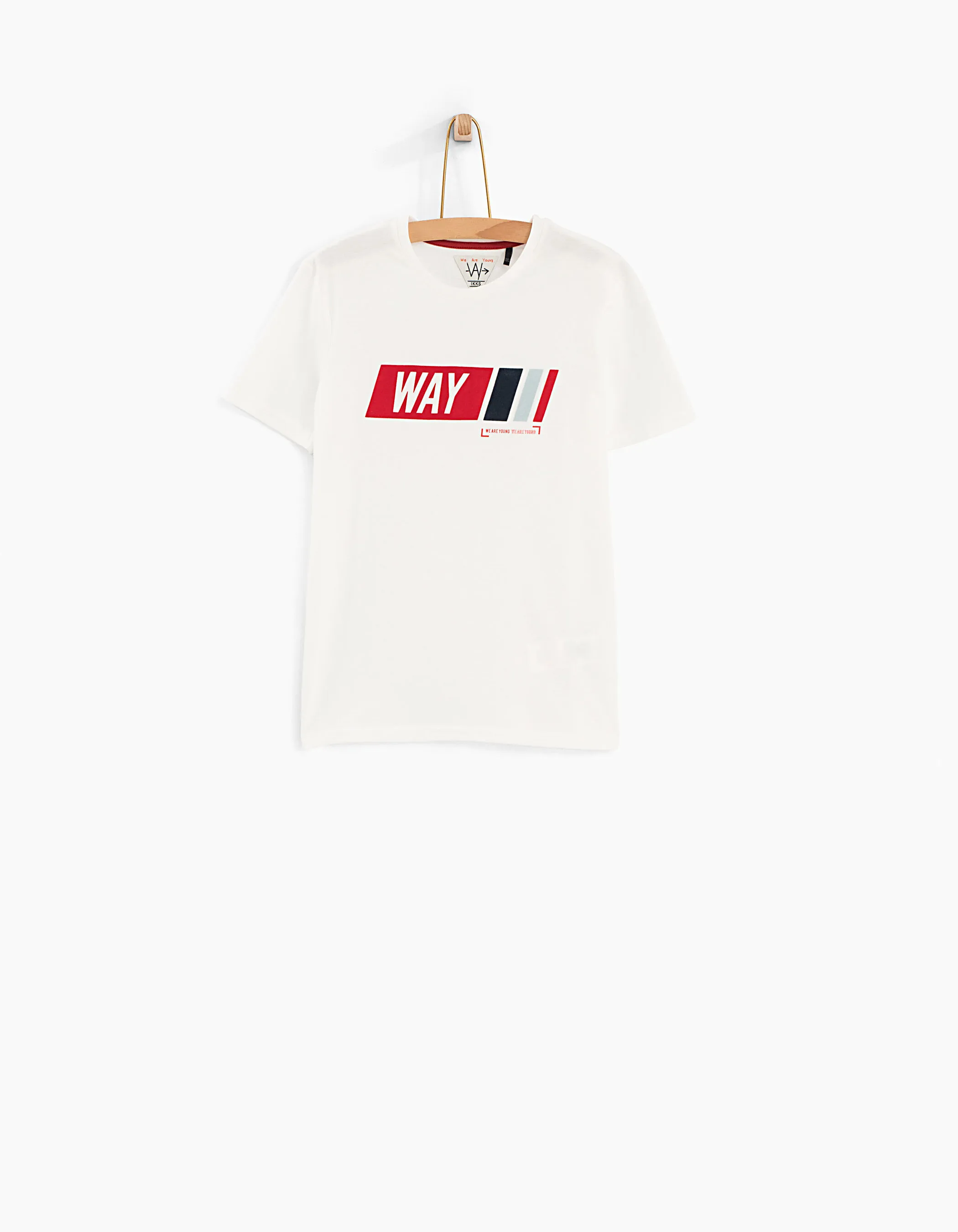 Tee-shirt blanc cassé WAY velours rouge garçon
