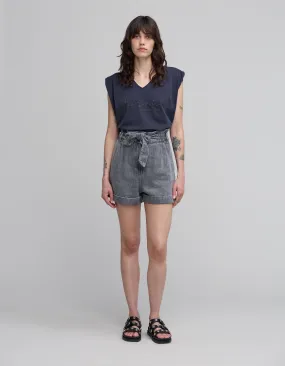 Tee-shirt marine coton bio message brodé Femme
