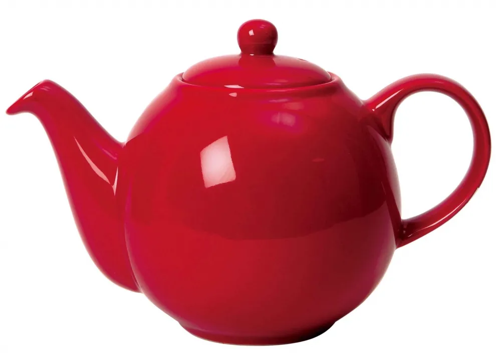 Theière 4 tasses rouge en grès avec un filtre en inox