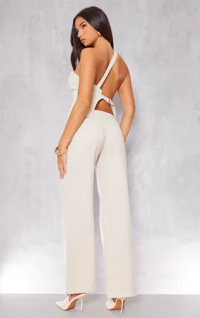 Top long de tailleur tissé crème à épaule unique