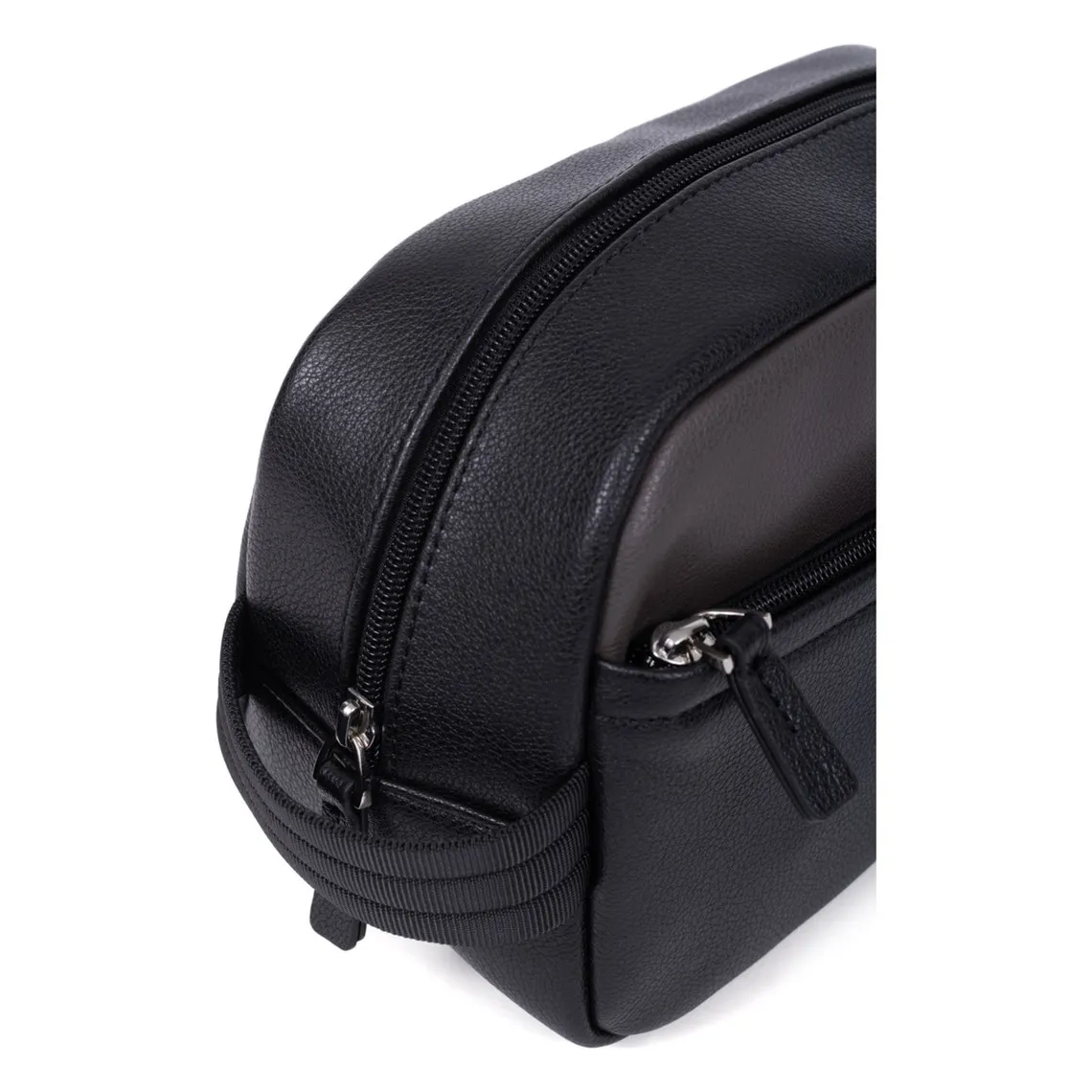 Trousse de toilette - Cuir de vachette - Noir/Taupe - Duo | 3 Suisses