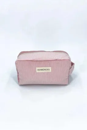 Trousse de toilette velours ctelé rose poudré upcyclée