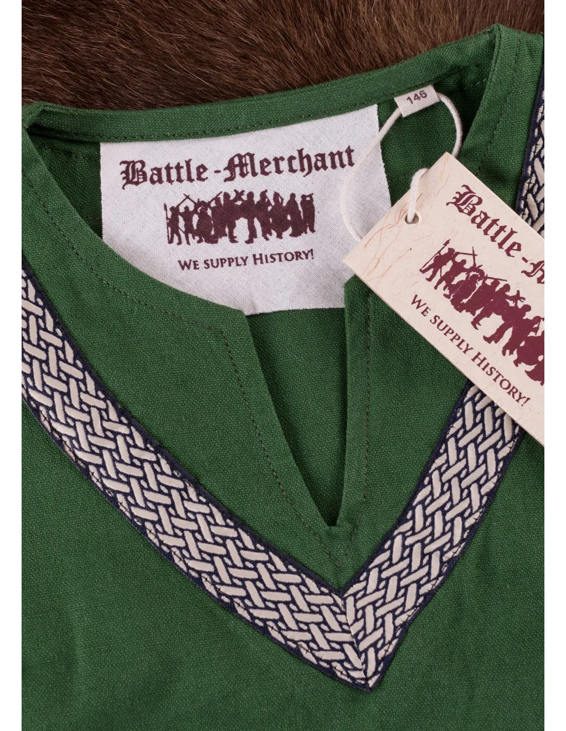 Tunique médiévale Ailrik enfant, coloris vert ⚔️ Boutique Épées