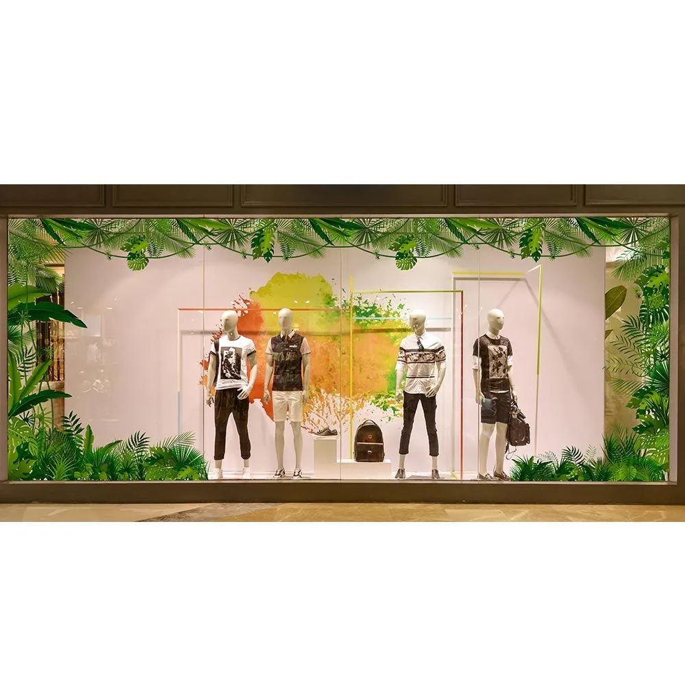 Vitrophanie frise de feuillages exotiques - 49,5 x 135 cm